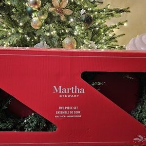 Martha Stewart 2 piece Christmas set garland and wreath real touch